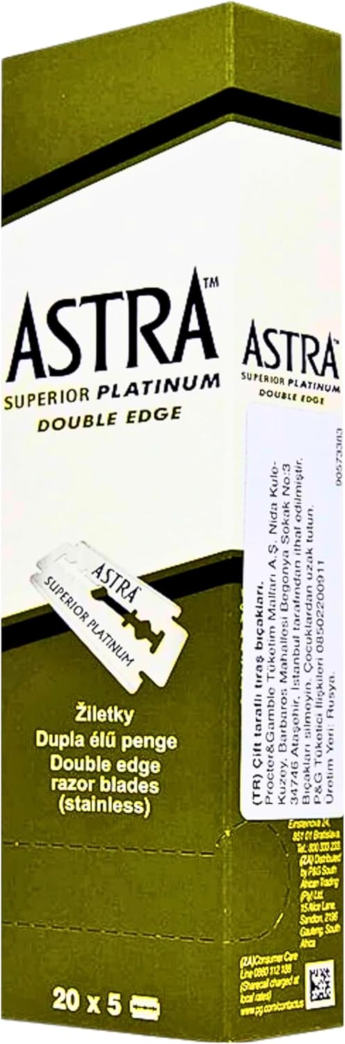 Astra Superior Platinum Double Edge Razor Blades - 100 Count
