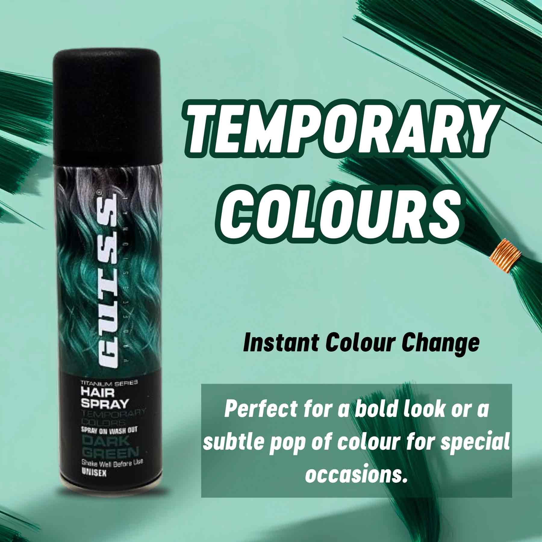Gutss Professional Temporary Colour Hair Spray Dark Green – Salon