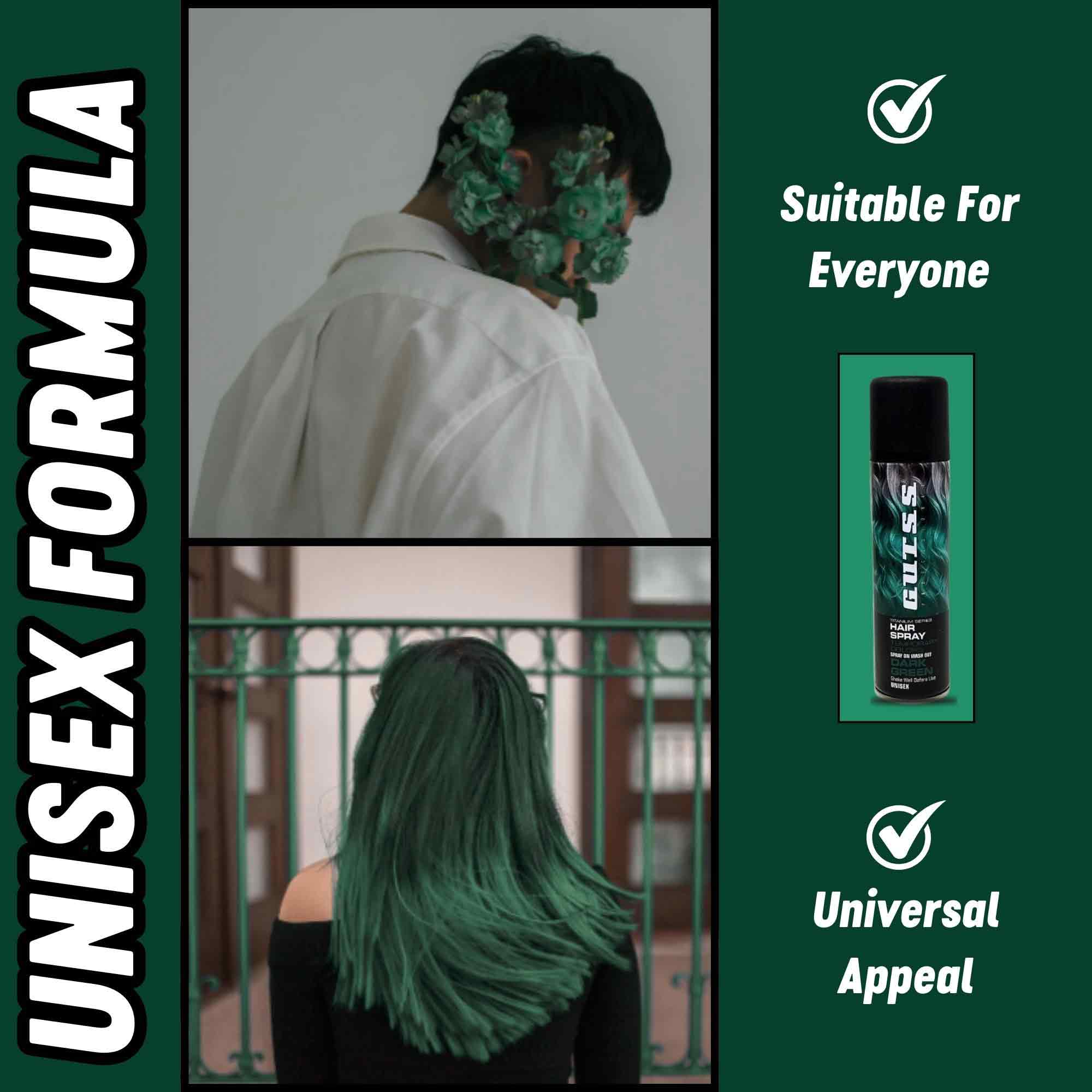 Gutss Professional Temporary Colour Hair Spray Dark Green – Salon