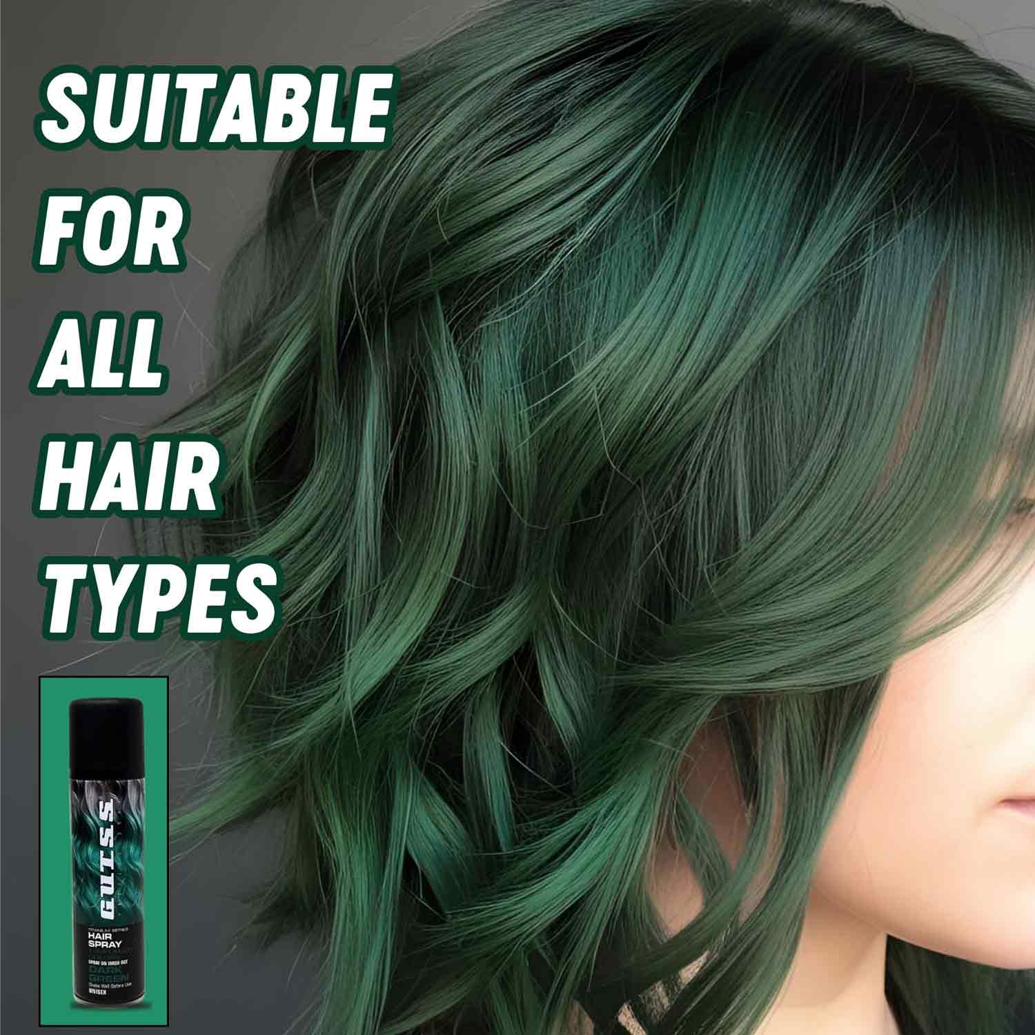 Gutss Professional Temporary Colour Hair Spray Dark Green – Salon