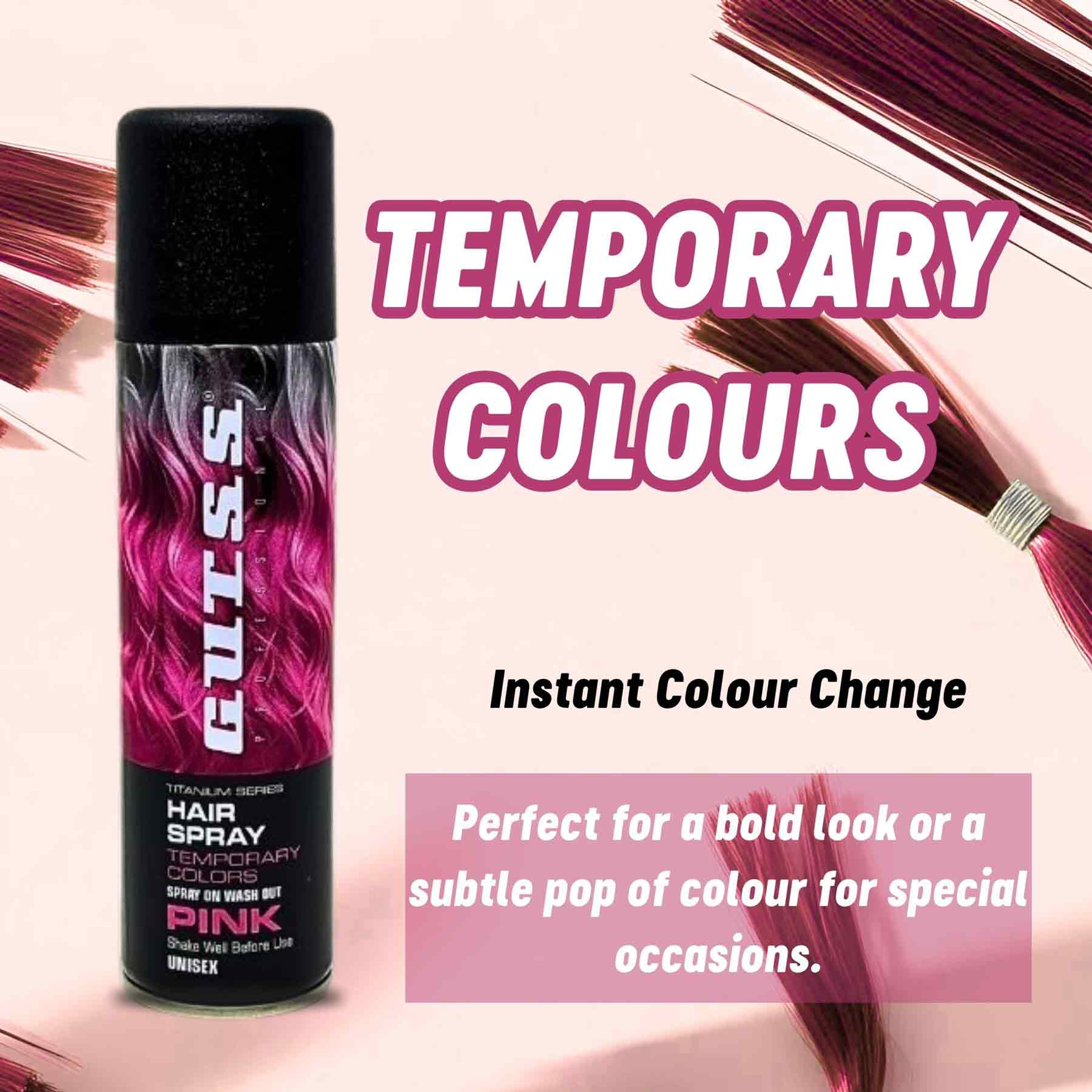 Gutss Professional Temporary Colour Hair Spray Pink
