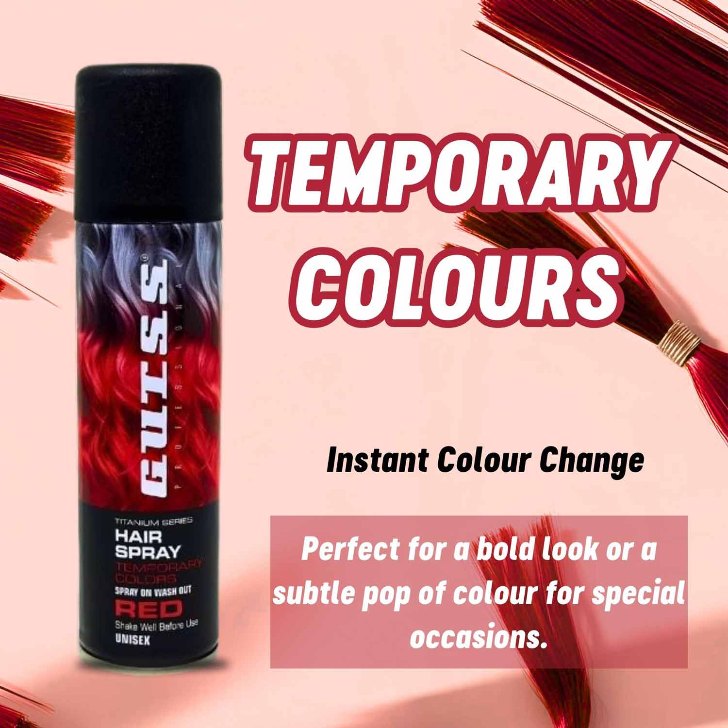 Gutss Professional Temporary Colour Hair Spray Red