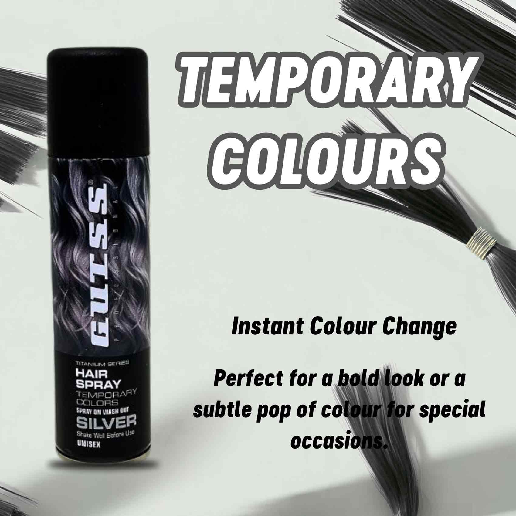 Gutss Professional Temporary Colour Hair Spray Glitter Silver