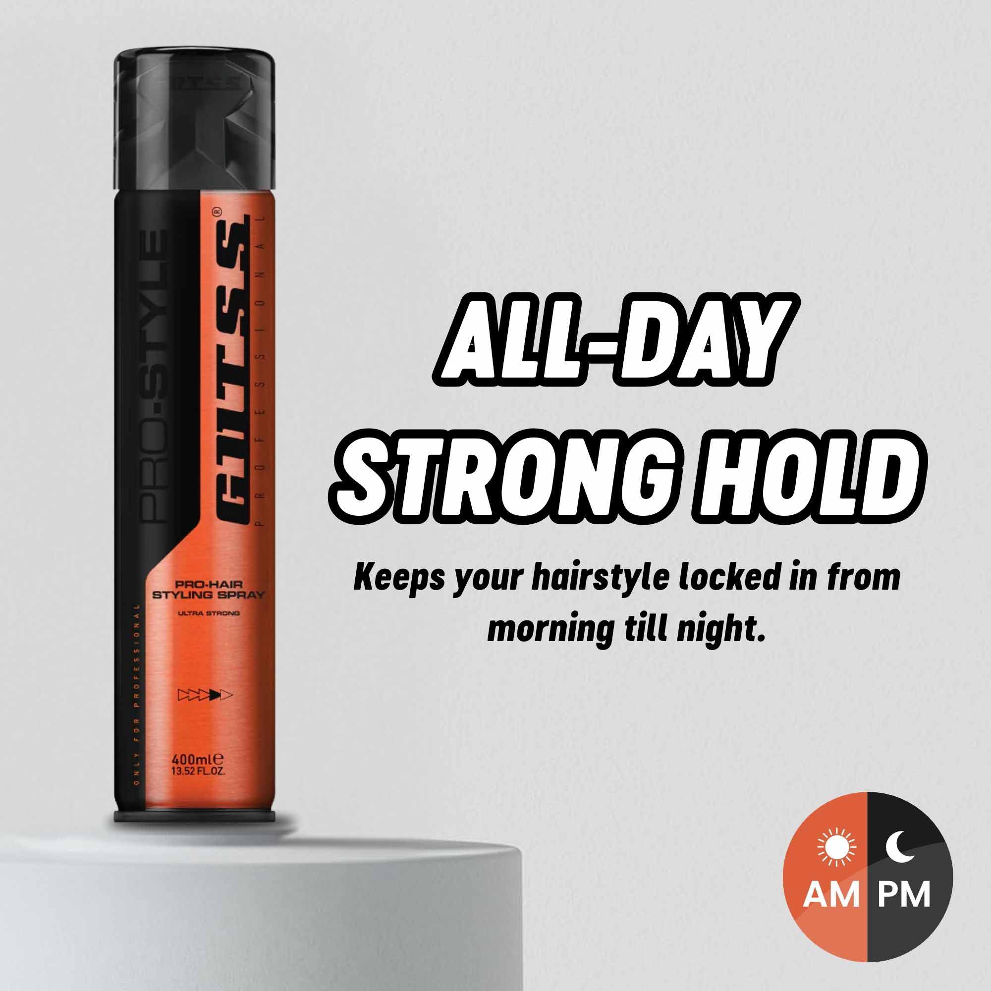 Gutss Professional Ultra Strong Hair Styling Spray – 400ml