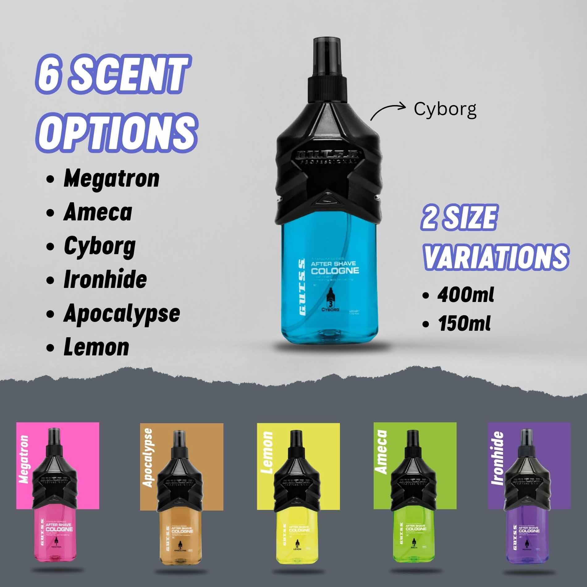 Cyborg 400ml professional hair cologne for salons, offering premium quality.