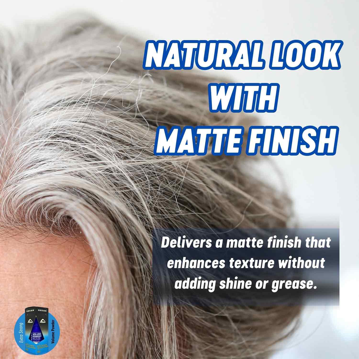 Gutss 20g extra strong volume powder, enhancing hair texture for salon styling.