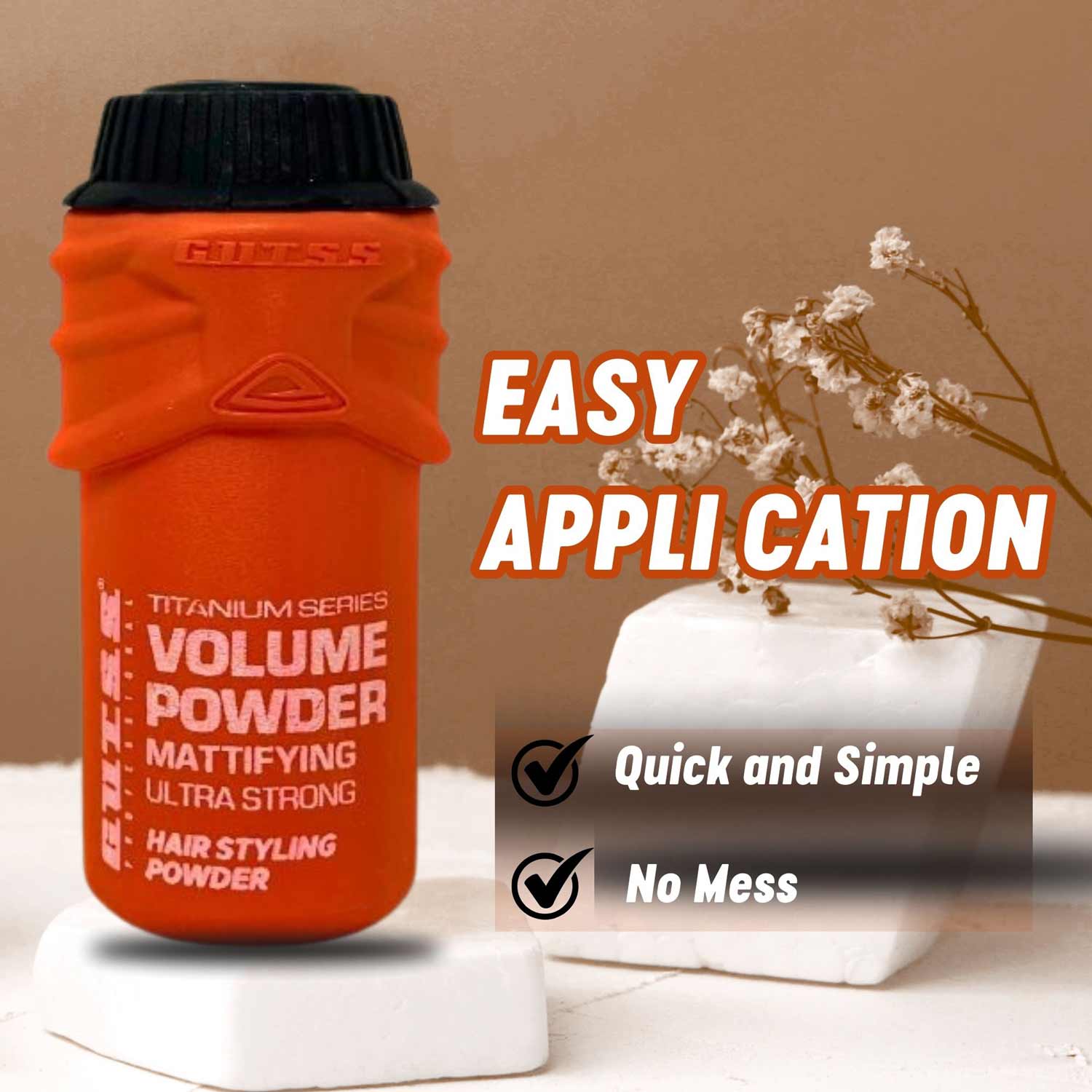 Gutss 20g volume powder for hair texture, providing a mattifying finish for styling.