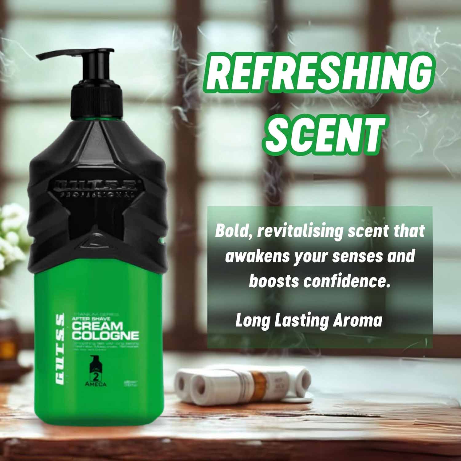 Gutss Professional 400ml Ameca after shave cologne cream for salons.