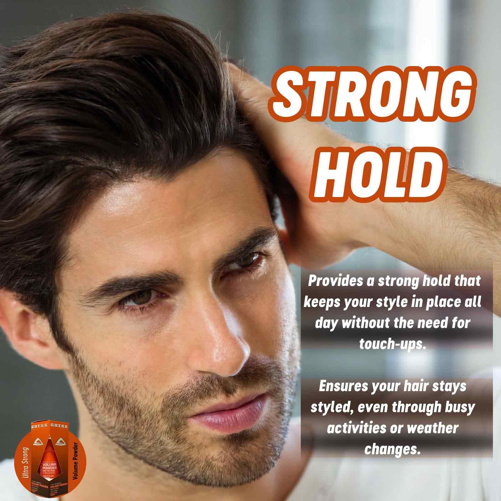 Gutss professional 20g volume powder for creating textured styles in hair care.