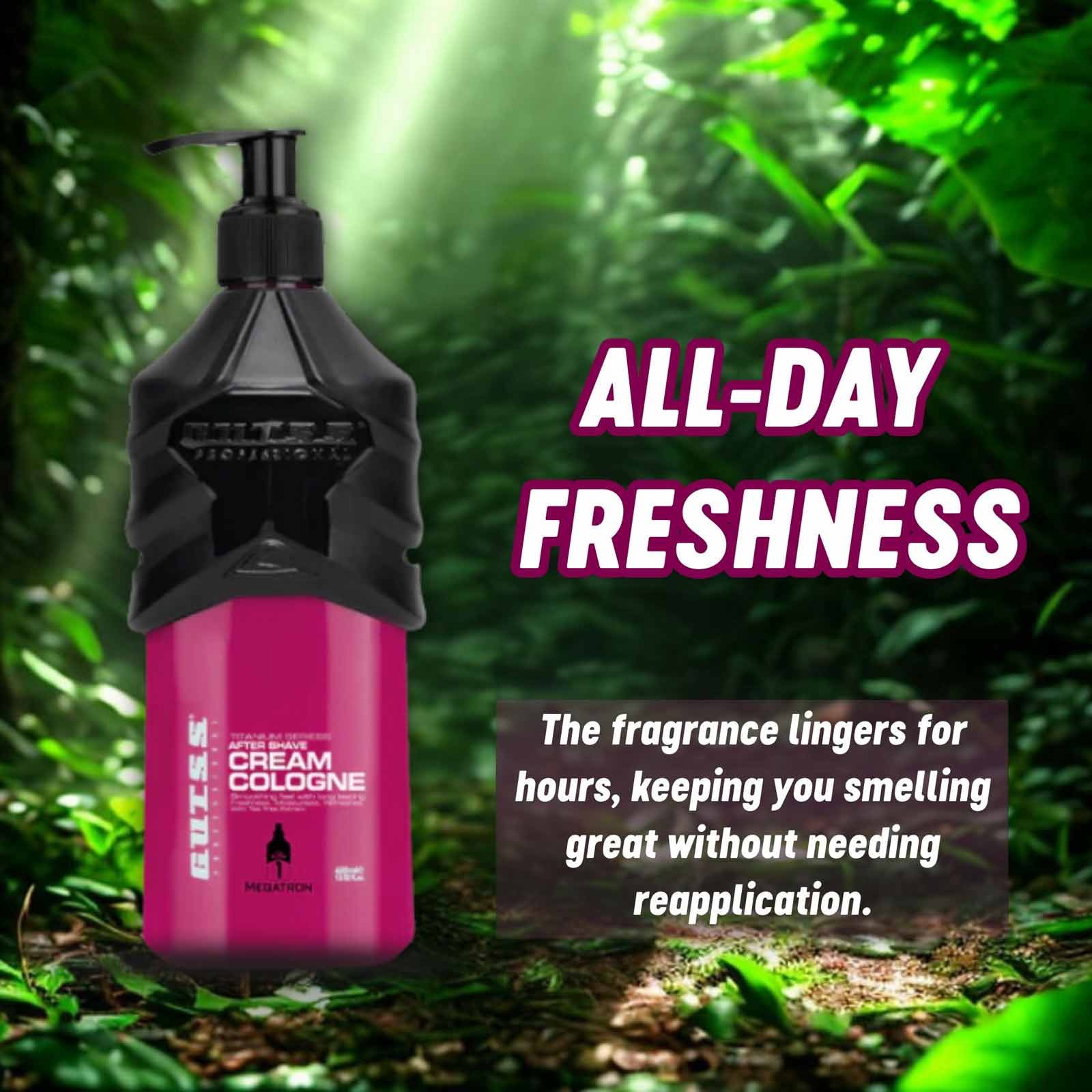 Luxurious Megatron cologne cream crafted for professional hairdressers.