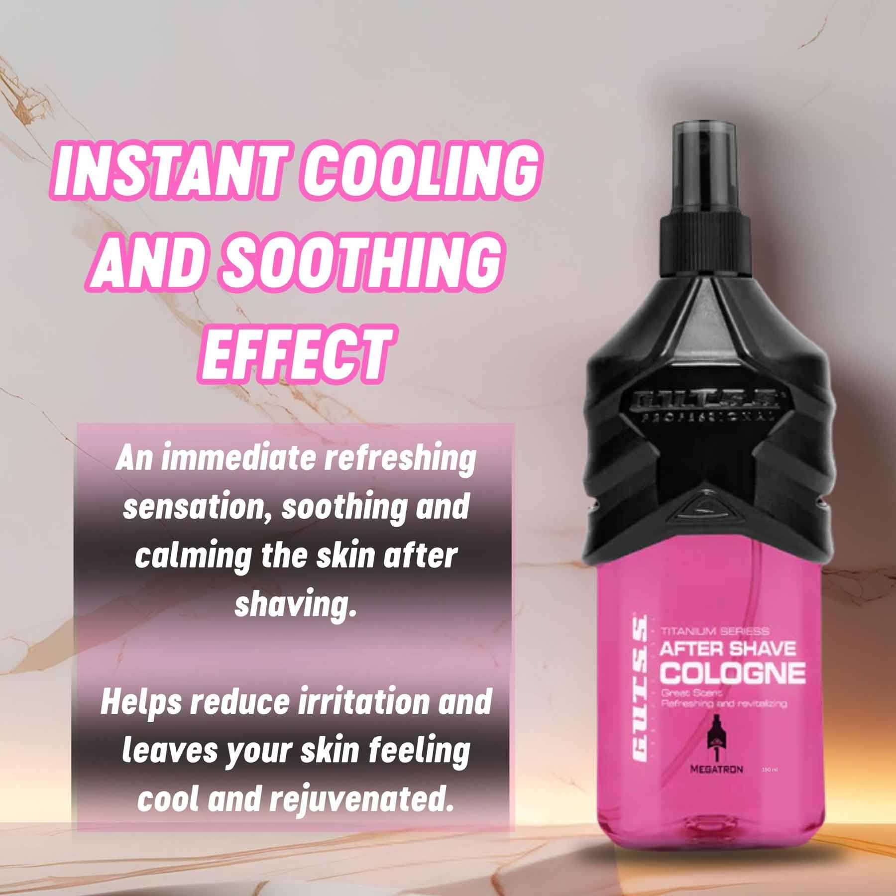 Megatron 150ml hair care cologne for hairdressers and salons seeking luxury.