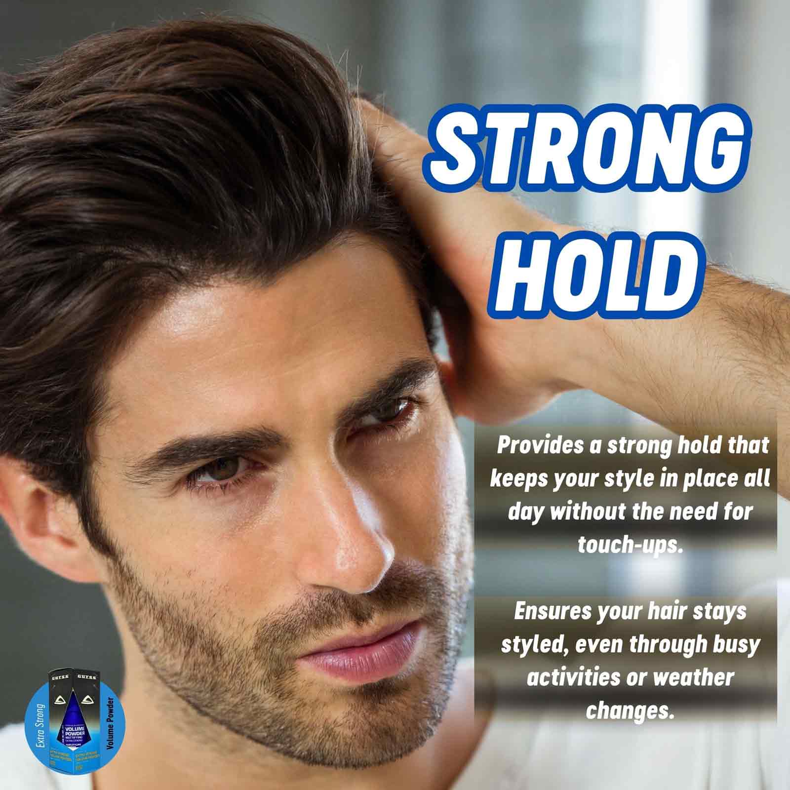 Professional 20g extra strong volume powder by Gutss for precise hair styling.