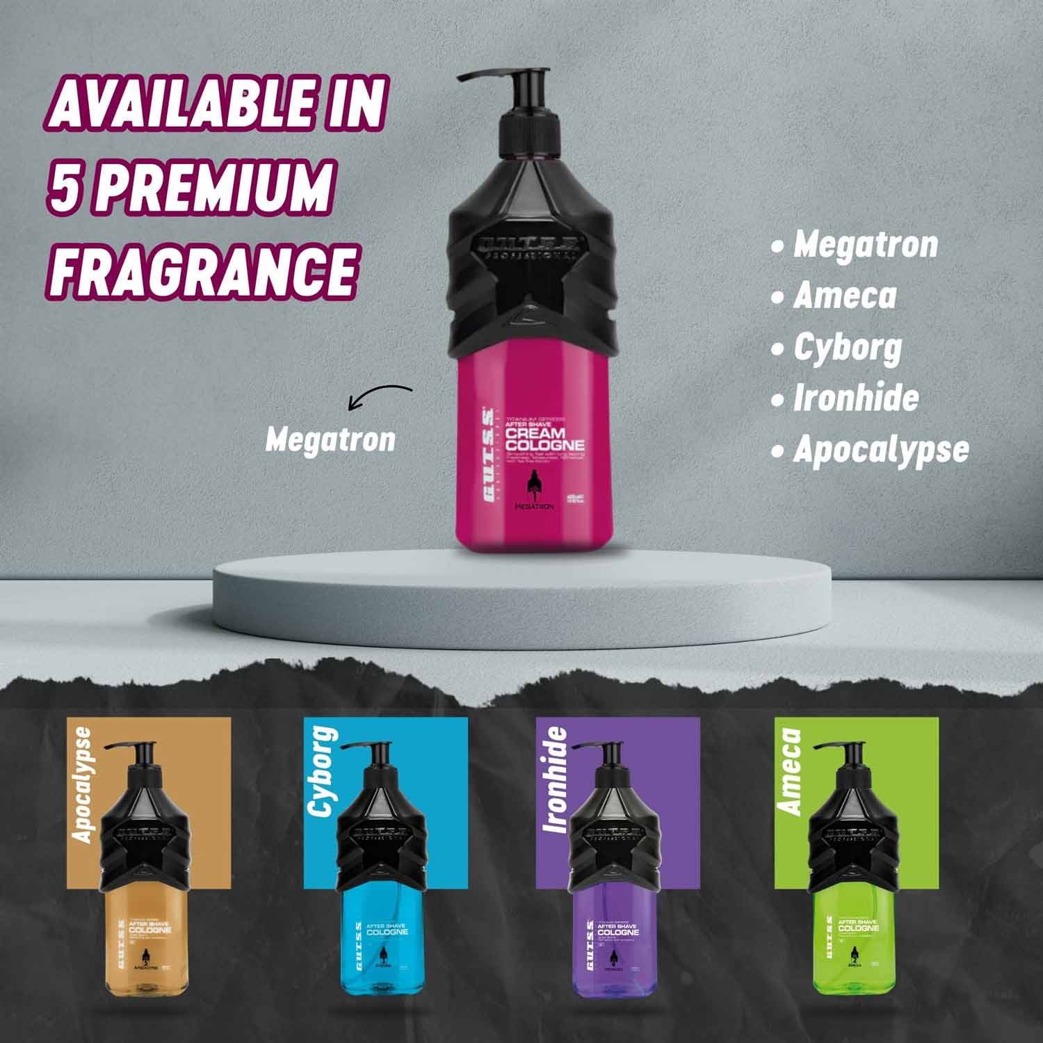 Professional grooming cologne cream from Megatron hair care collection.